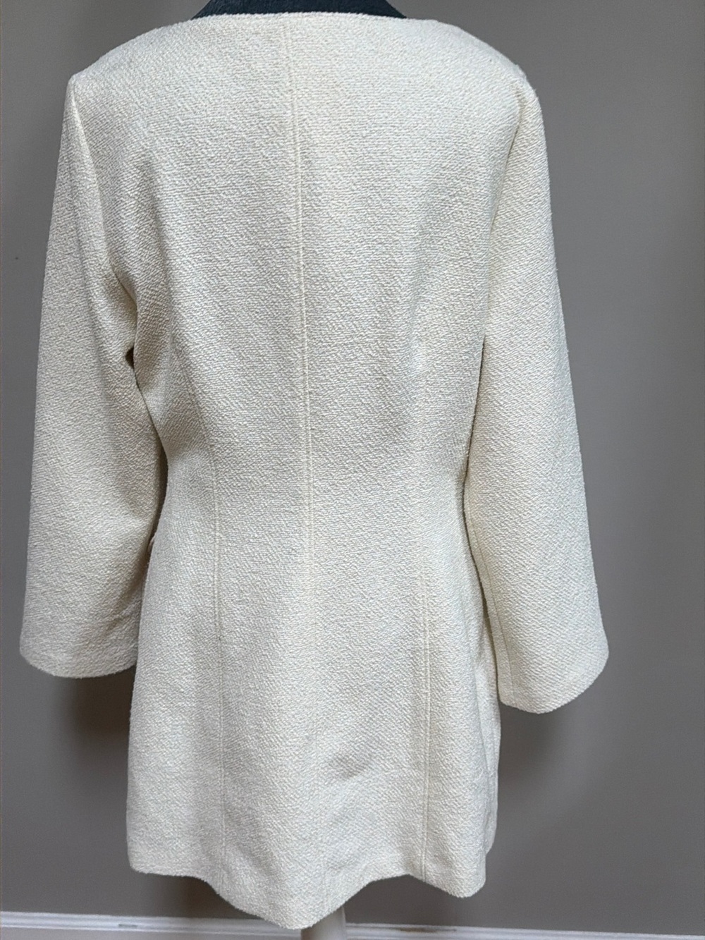 New H&M cream off white wool blend BOUCLÉ BLAZER DRESS medium - Picture 6 of 8